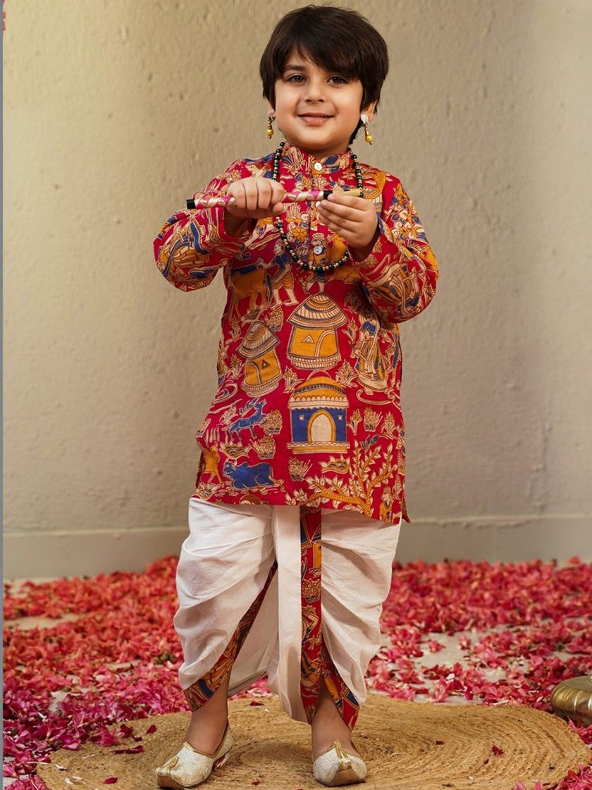 Aj DEZInES - Boys Printed Kurta with Dhoti Pants