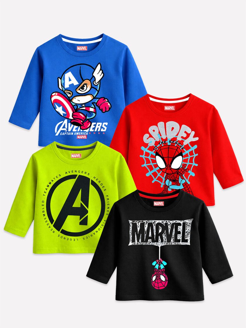 YK Marvel - Boys Pack Of 4 T-Shirts