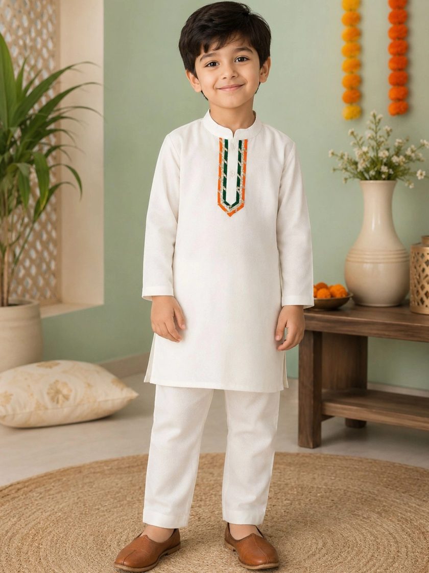 LITTLE GINNIE - Boys Yoke Design Kurta Set