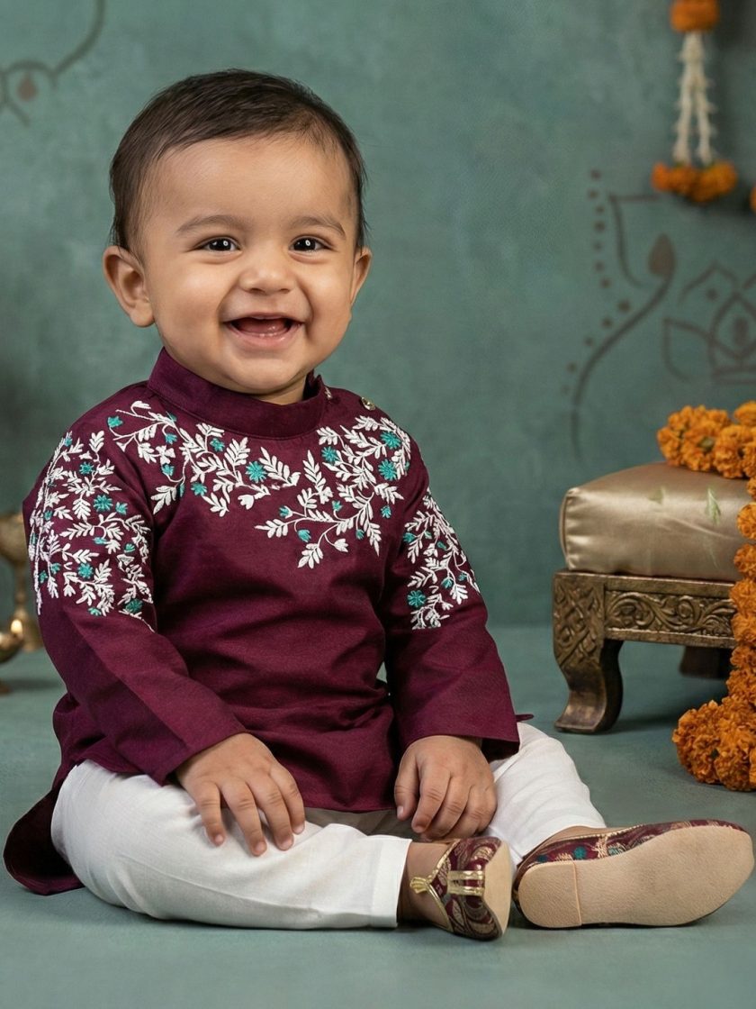 AHLAN APPARELS - Boys Embroidered Kurta with Pyjamas