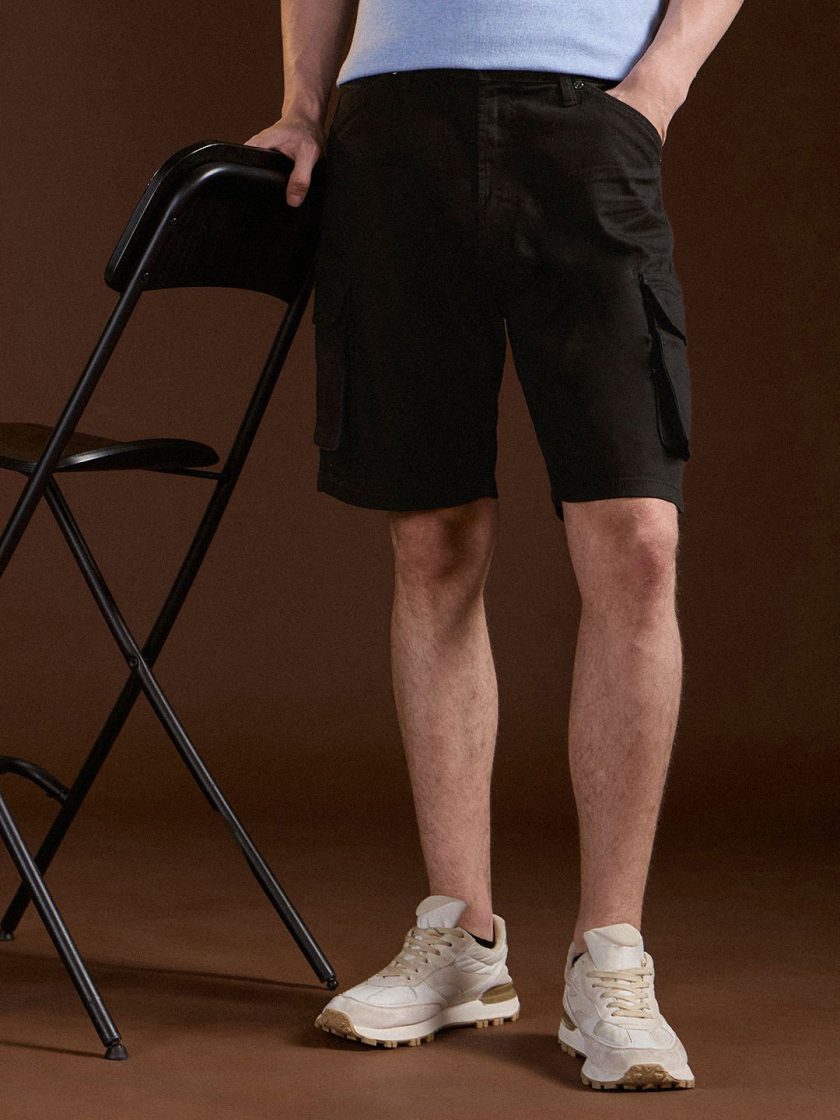 THE BEAR HOUSE - Men Cotton Solid Denim Shorts
