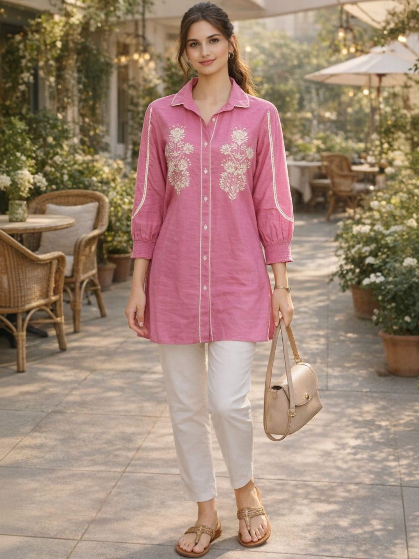 Nayam By Lakshita - Embroidered Puff Sleeve Top