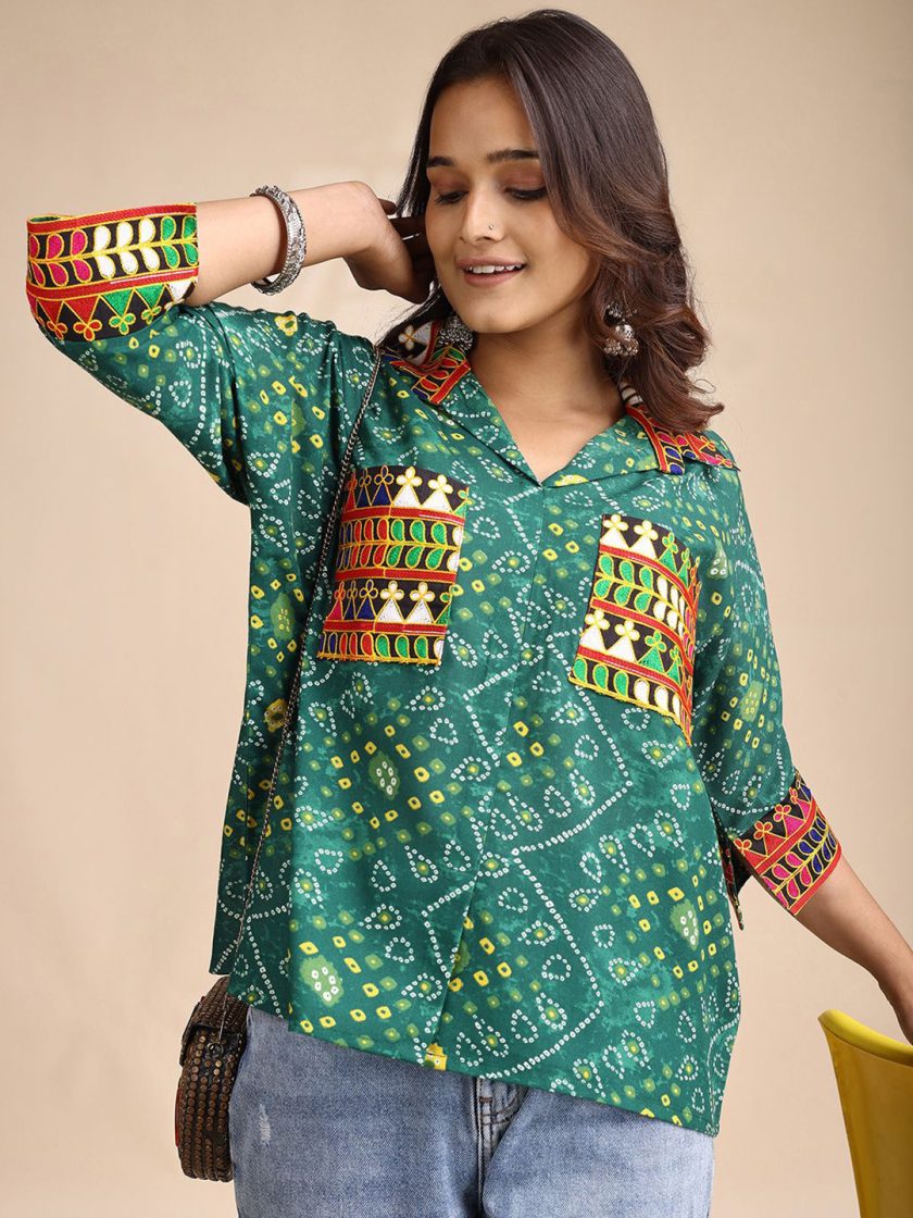 Youthnic - Embroidered Bandhani Top