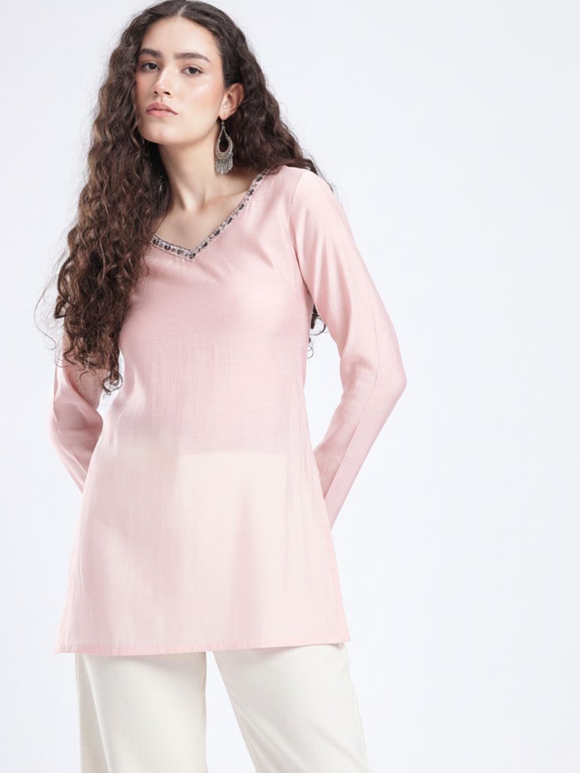 fusion by glitchez - Thread Work Straight Kurti