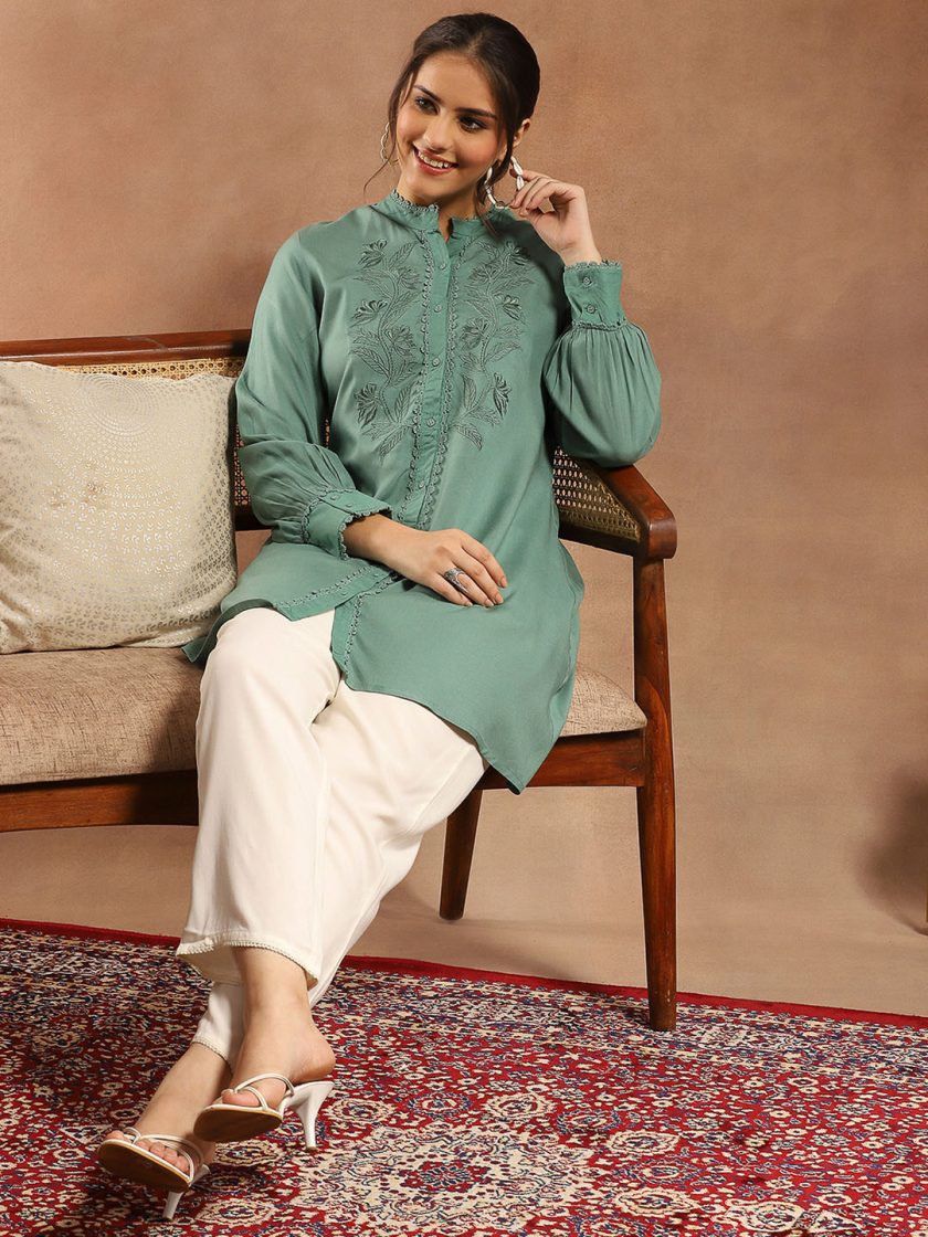 Nayam By Lakshita - Solid Embroidered A-line Tunic