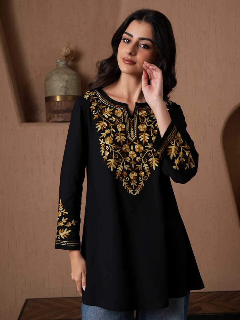 QAZMI - Embroidered A-Line Kurti