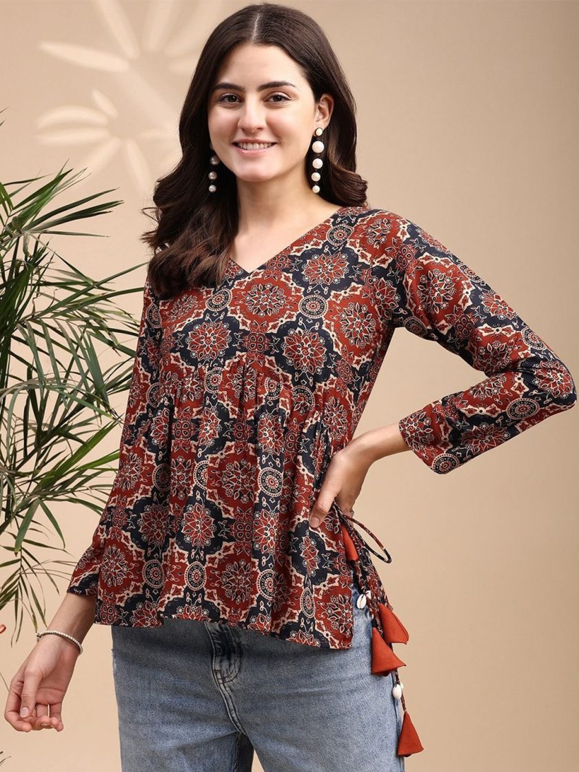 Youthnic - Printed V-Neck Kurti