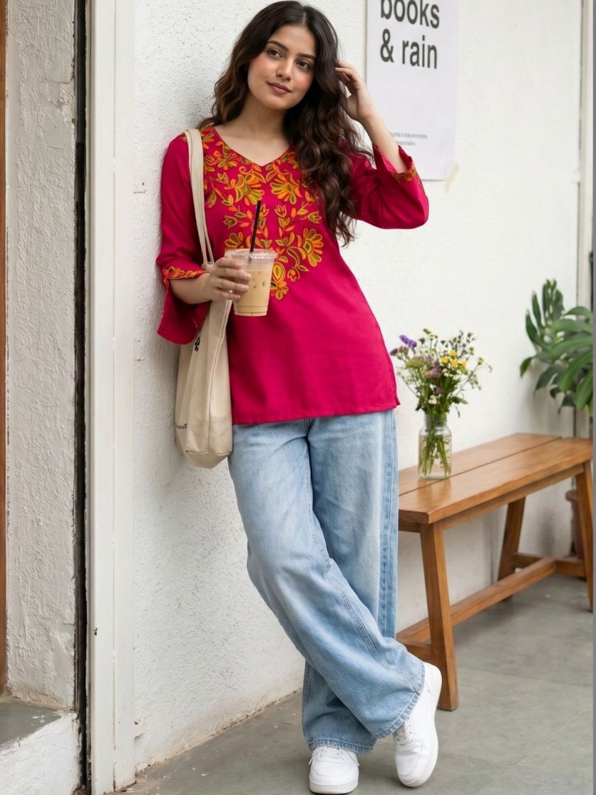 Youthnic - Floral Embroidered Kurti